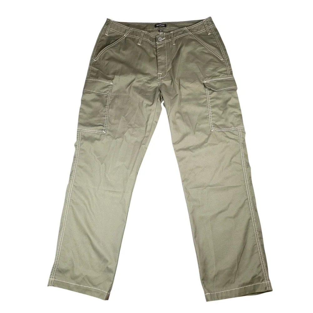 True Religion Mens Olive Green Cargo Pants Contrast Stitch Horseshoe Size 36 NWT